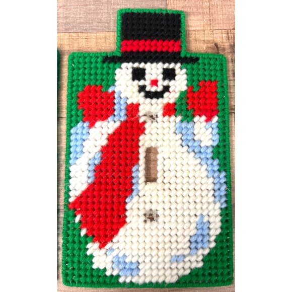13 Handmade Snowman Needlepoint Christmas Light Switch Cover Plates Holiday Deco - Picture 5 of 5